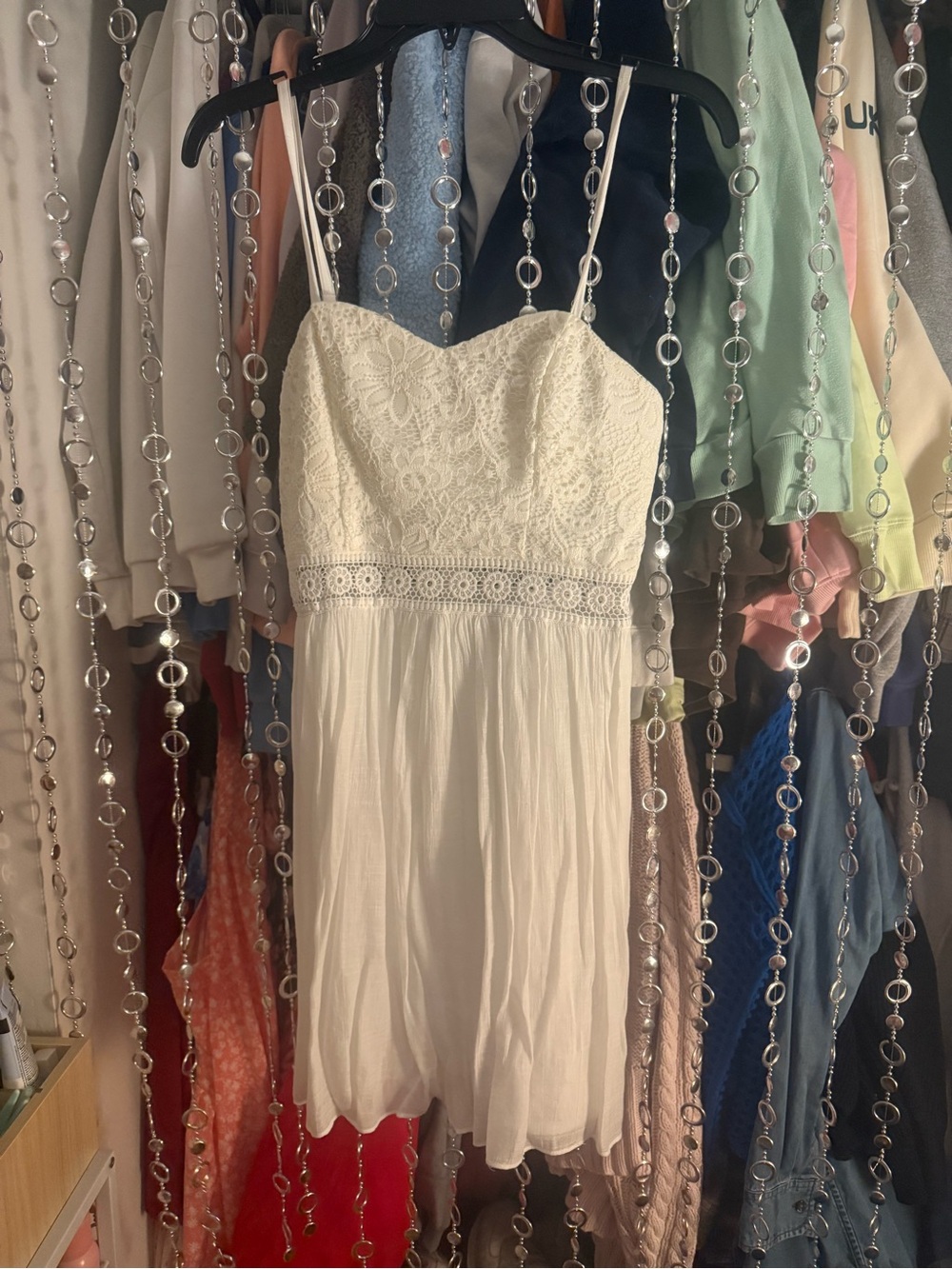 A. Byer white Lace Bodice Spaghetti Strap Mini Dress